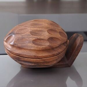 Vintage Hand Carved Nut Woodenware Catchall 1960s Mid Century